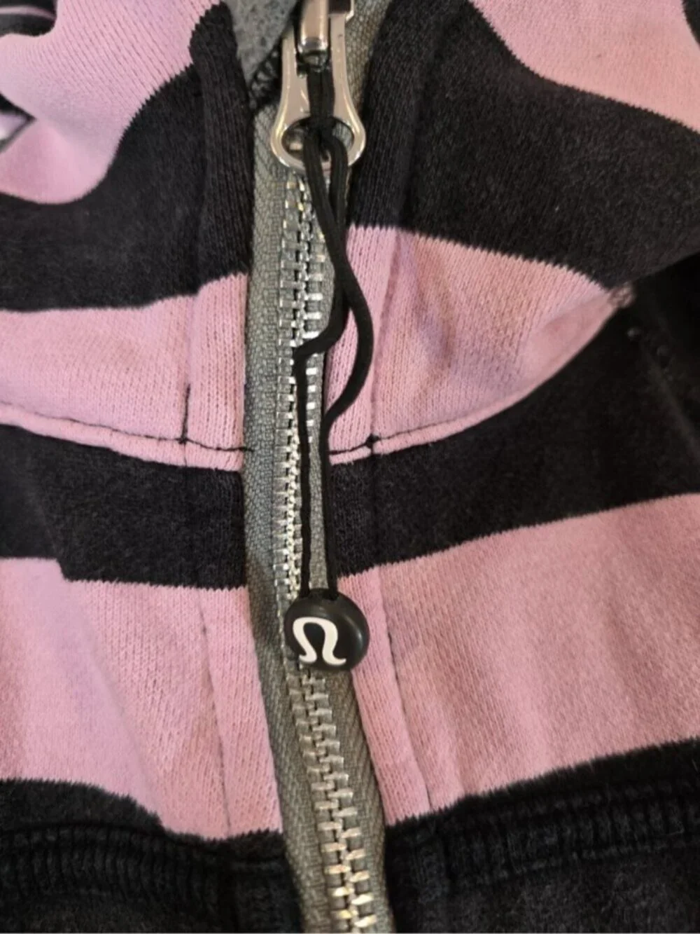 Lululemon RARE Scuba Hoodie OG Pink/Black Striped Size 6 Emo Princess Y2K